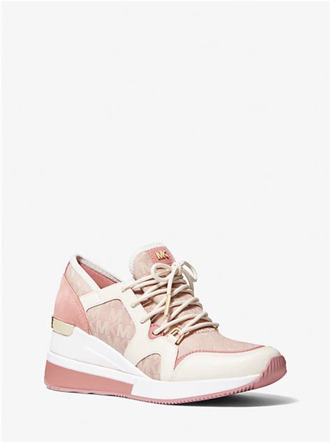 liv trainers michael kors 39|Liv Leather and Logo Jacquard Trainer .